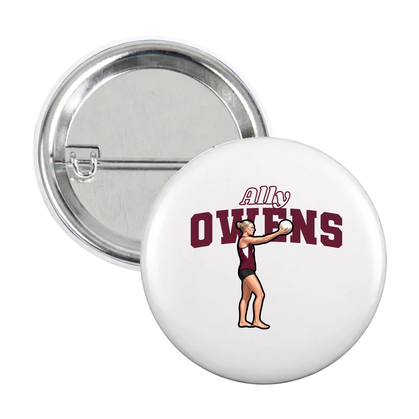 Game Day Button — Name Arch in White