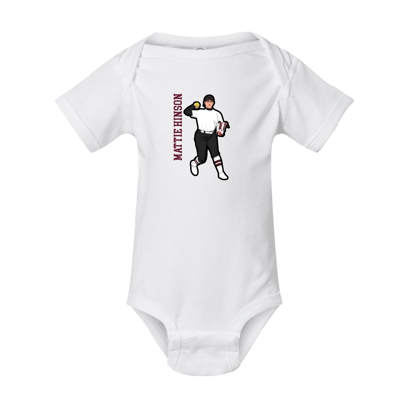 Baby Onesie — Name Vertical in White