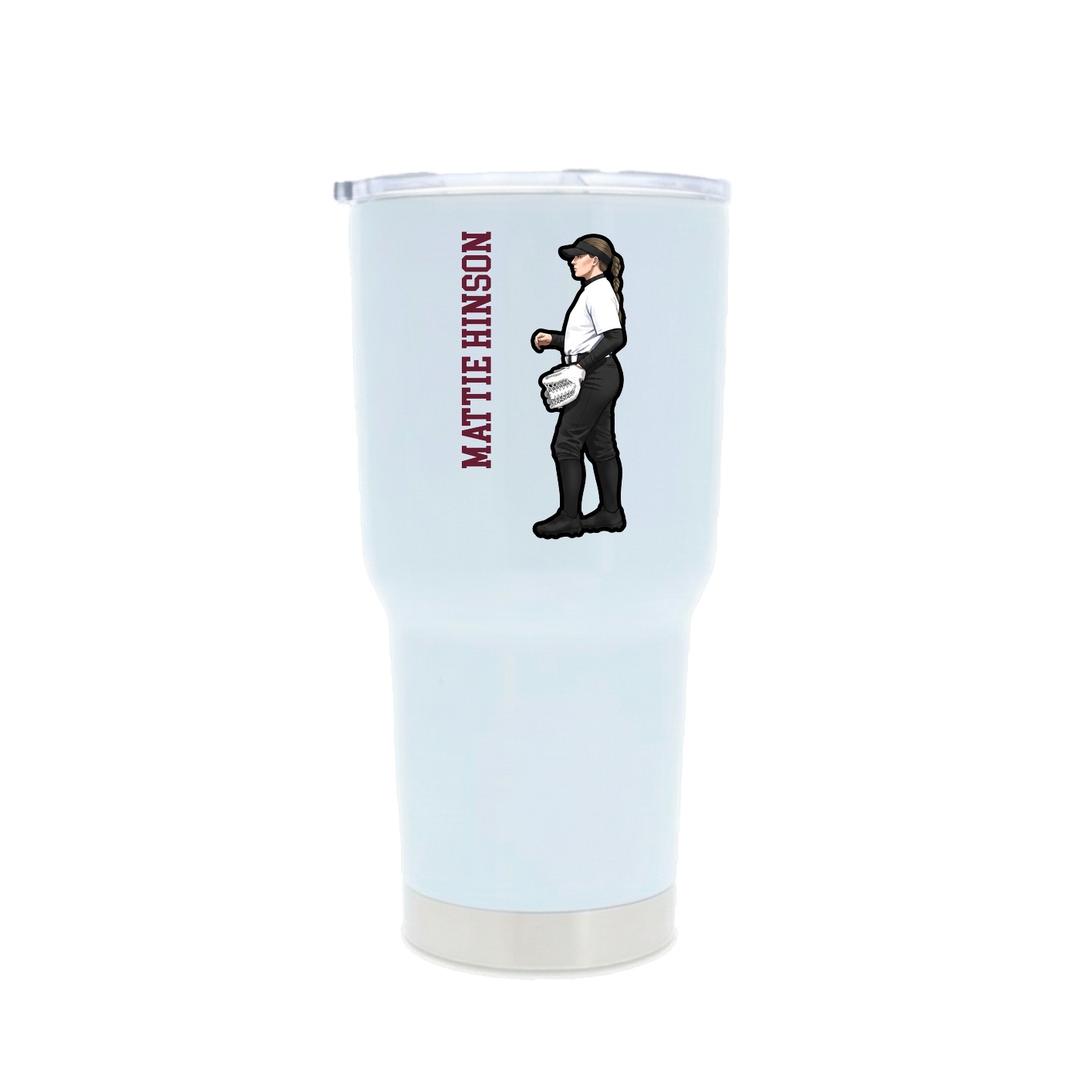 30oz Stainless Steel Tumbler — Name Vertical in White