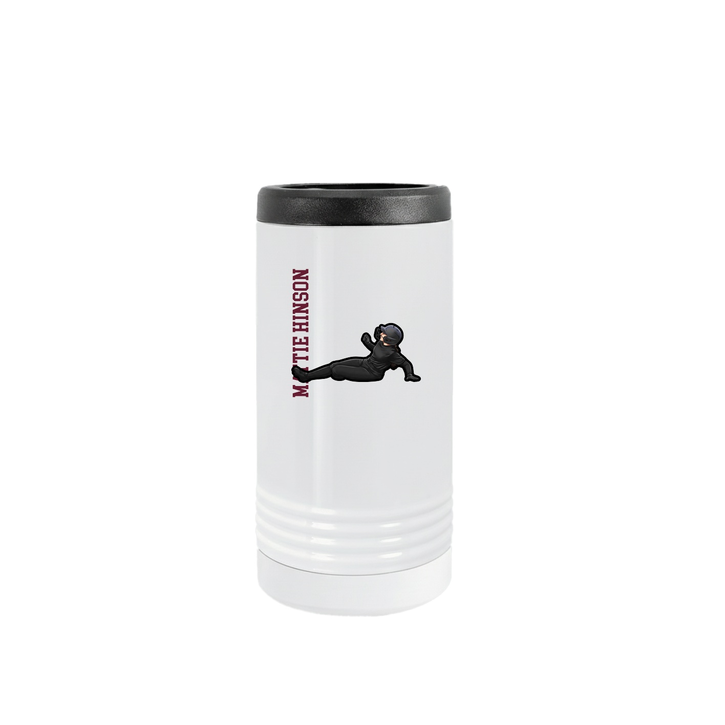 Slim Beverage Holder — Name Vertical in White
