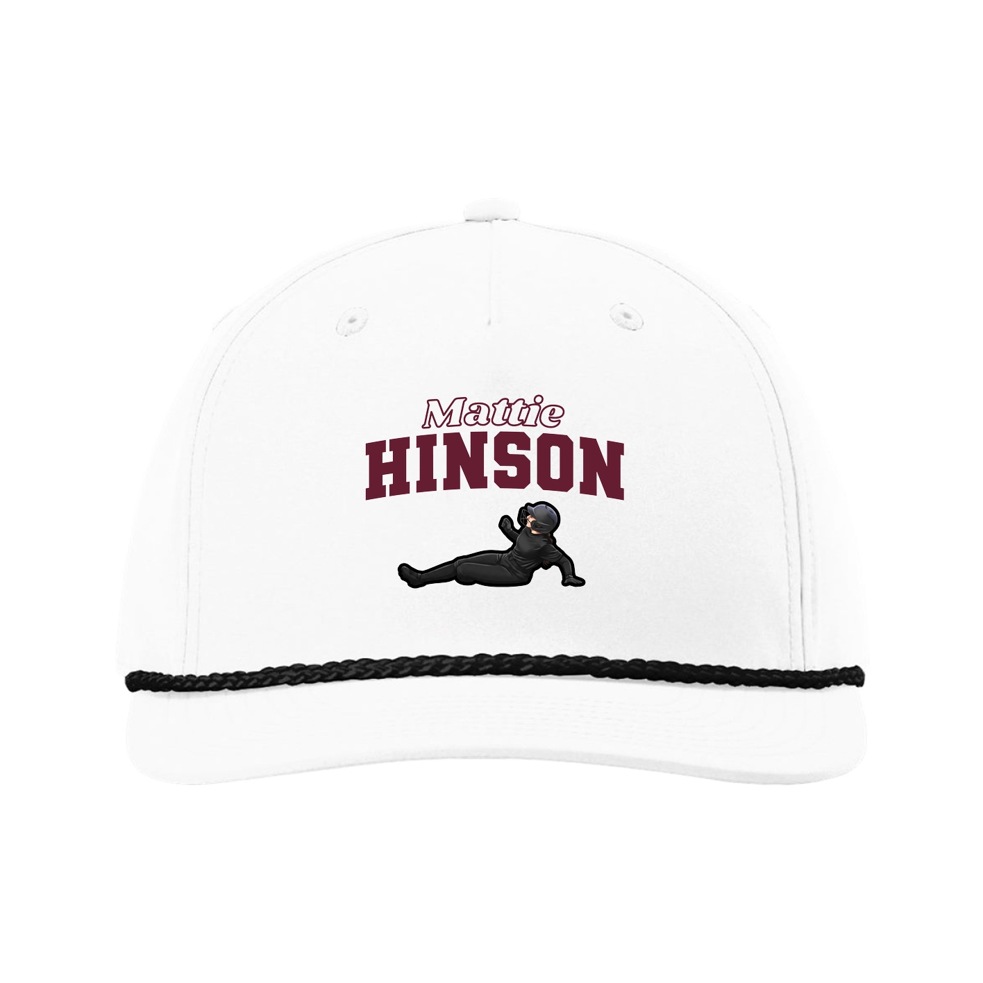 Five-Panel Classic Rope Cap — Name Arch in White