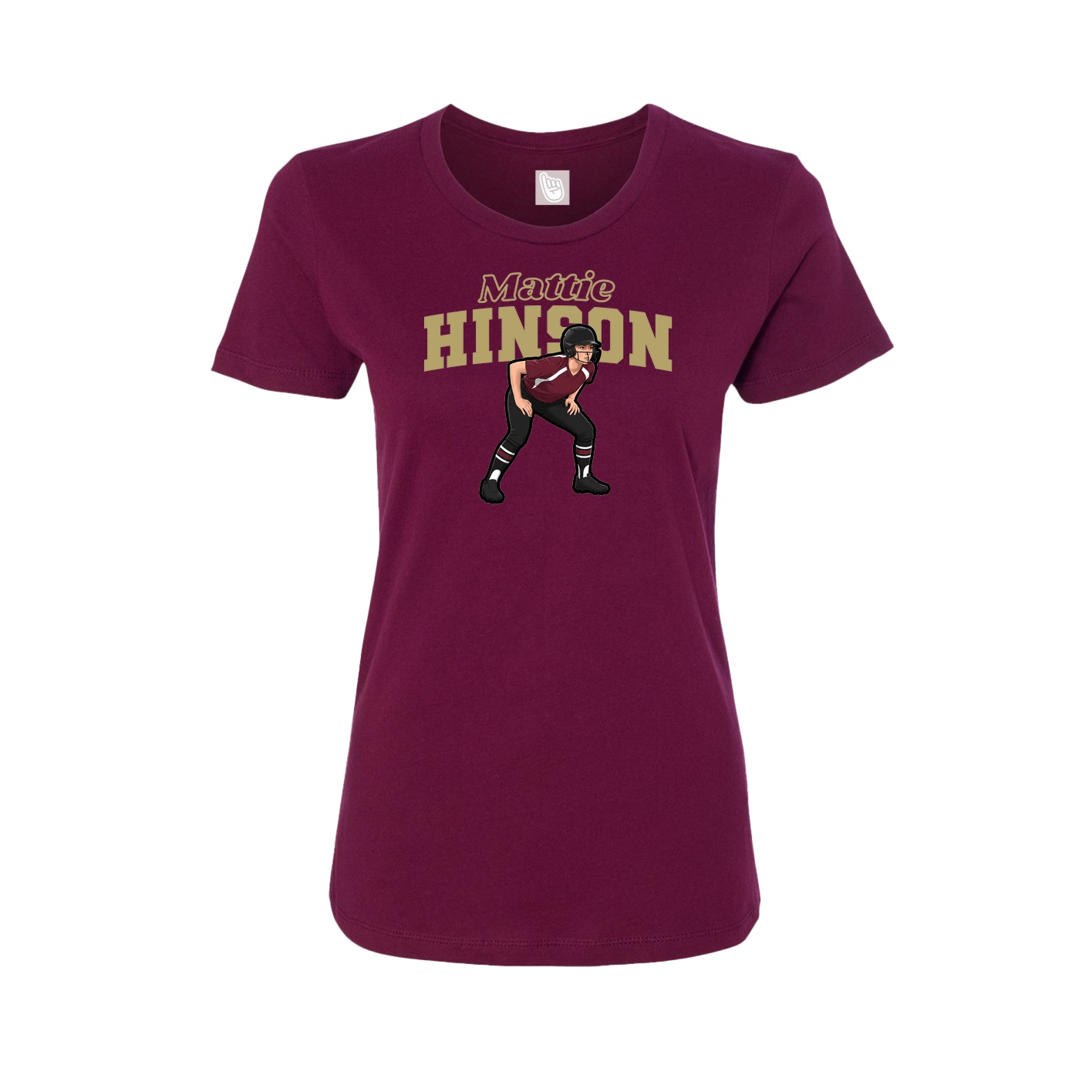 Fitted Women's Tee — Name Arch in Maroon