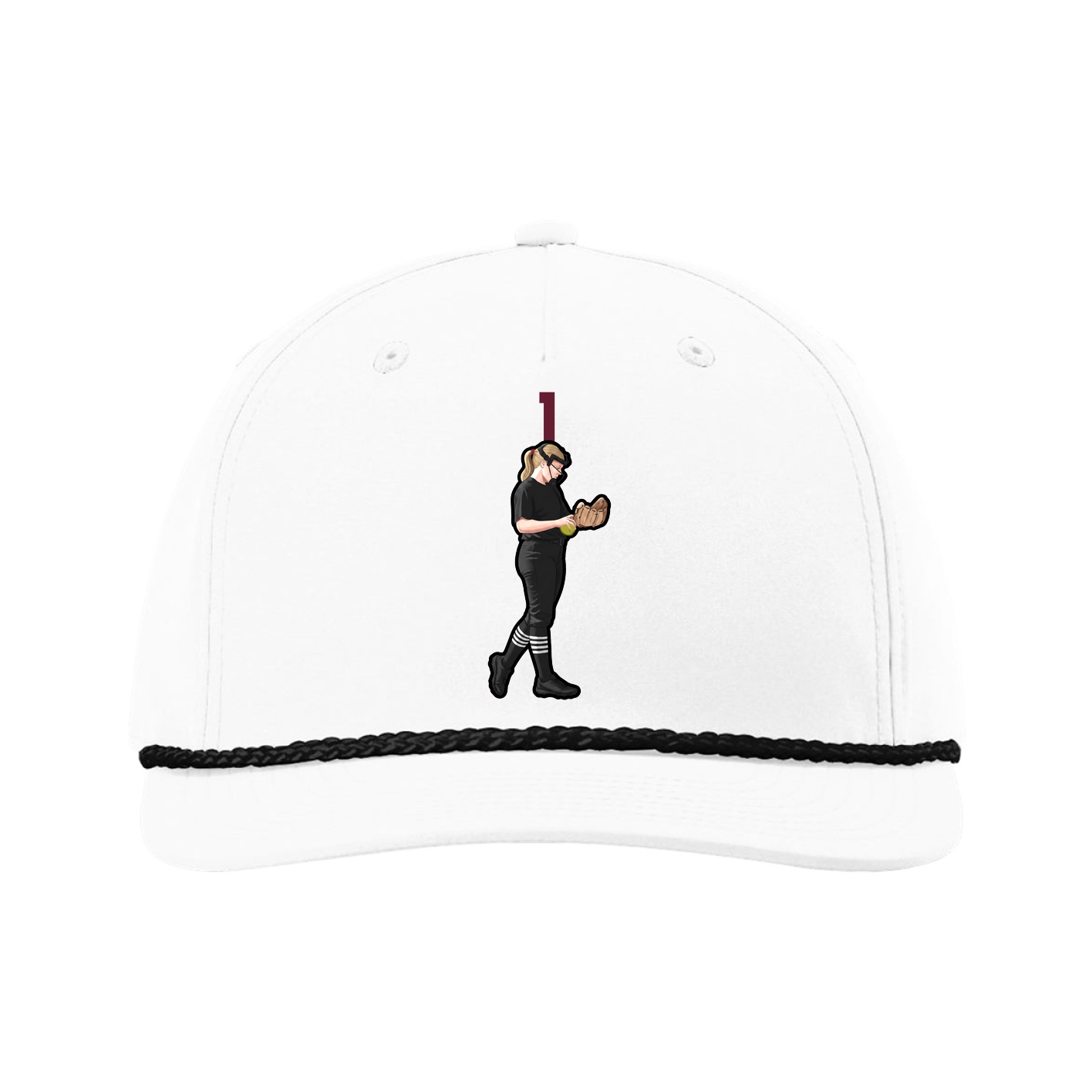 Five-Panel Classic Rope Cap — Number Top in White