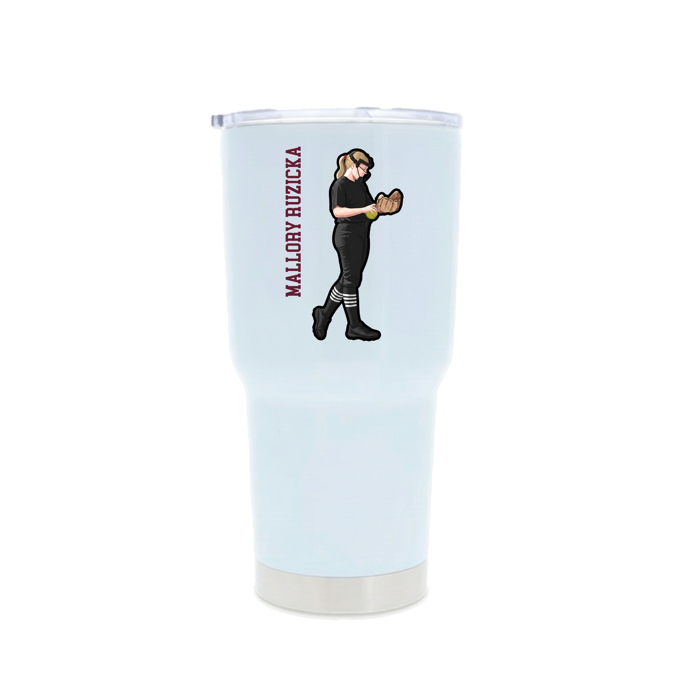30oz Stainless Steel Tumbler — Name Vertical in White