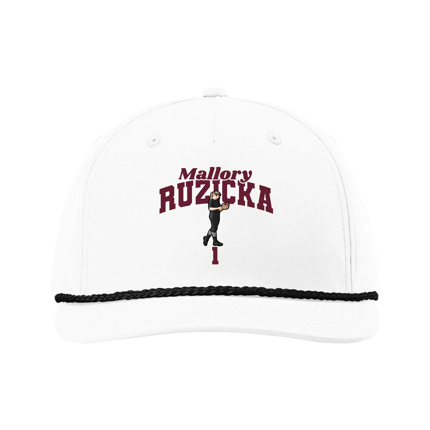 Five-Panel Classic Rope Cap — Signature Arch in White