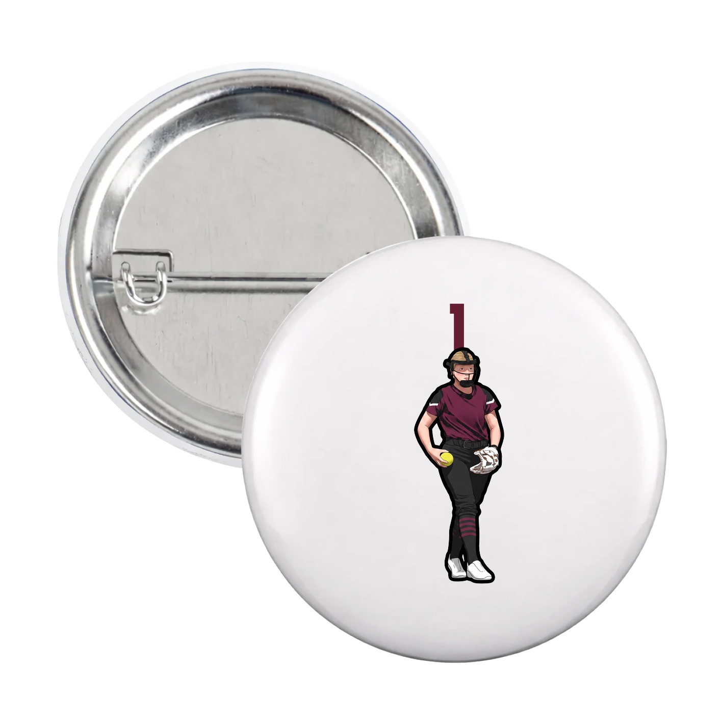 Game Day Button — Number Top in White