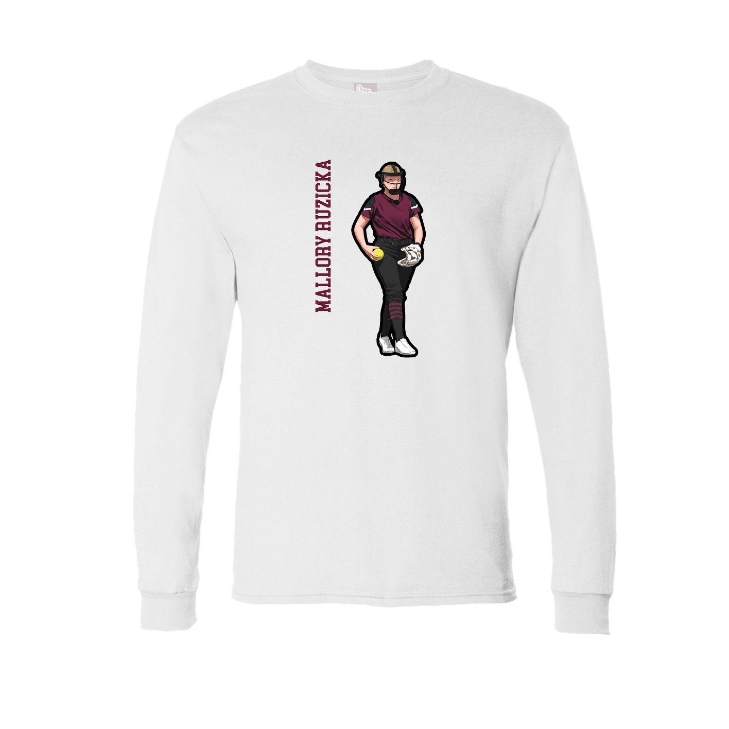 Long Sleeve Tee — Name Vertical in White