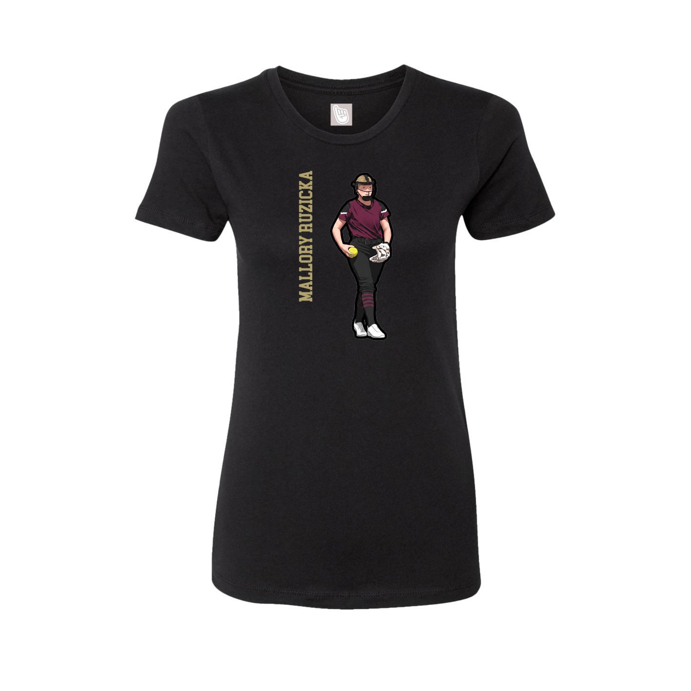 Fitted Women's Tee — Name Vertical in Black