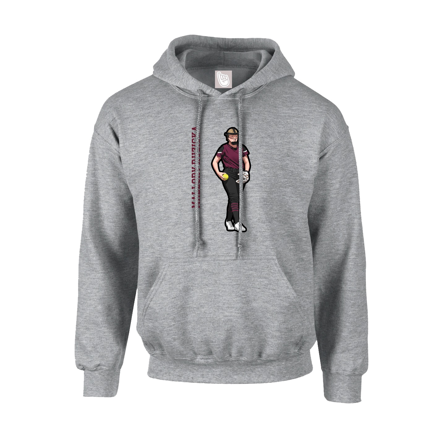 Youth Hoodie — Name Vertical in Grey