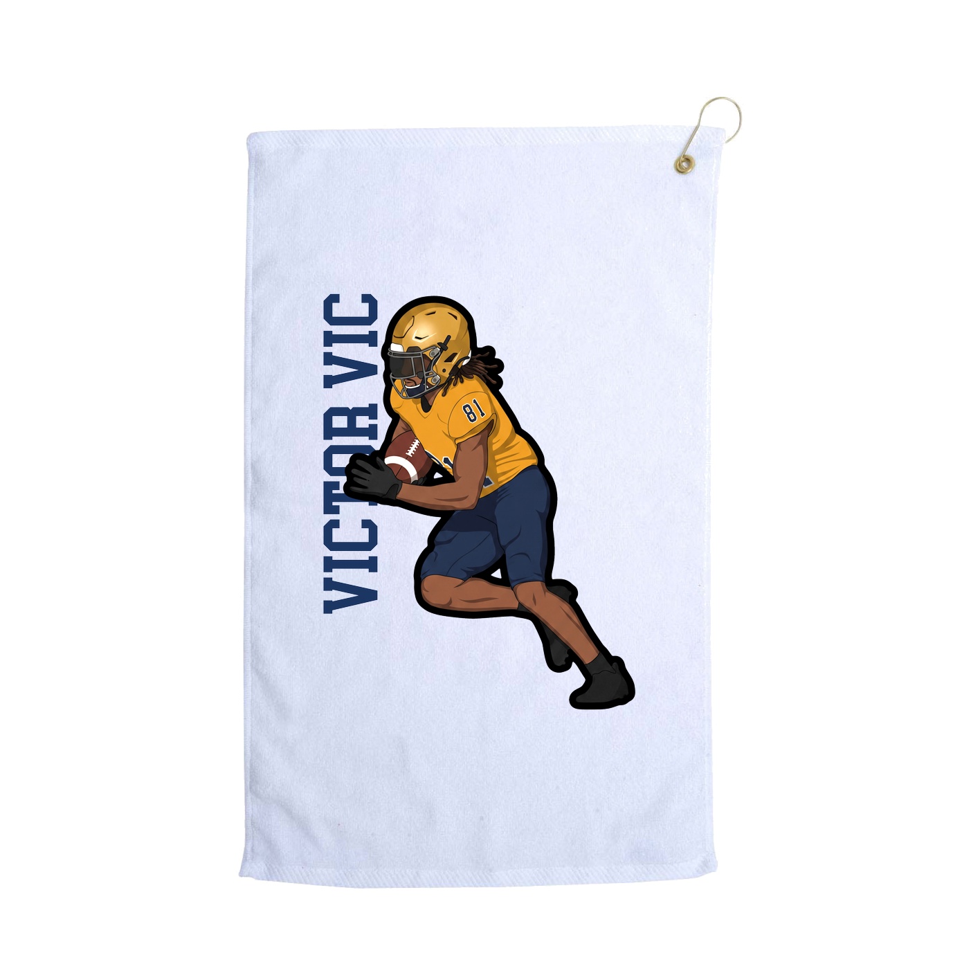 Golf Towel — Name Vertical in White