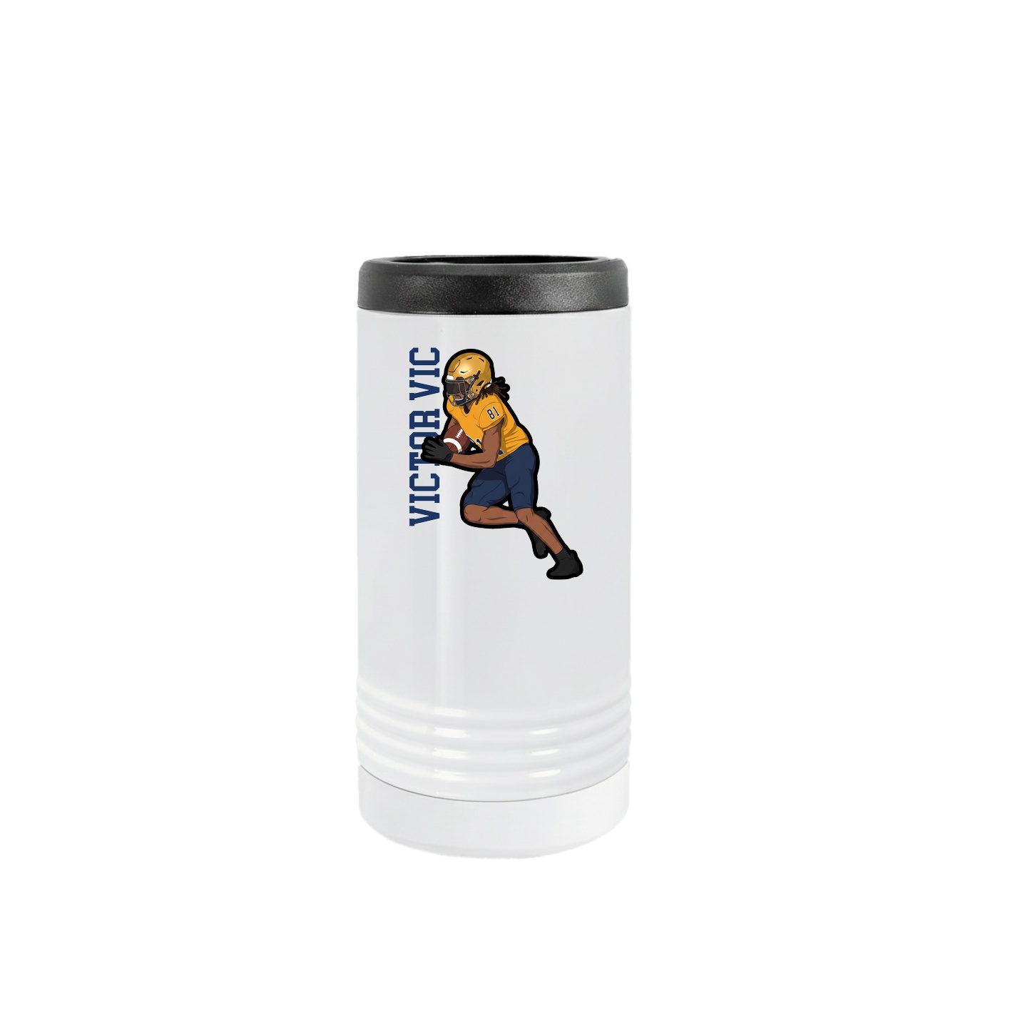 Slim Beverage Holder — Name Vertical in White