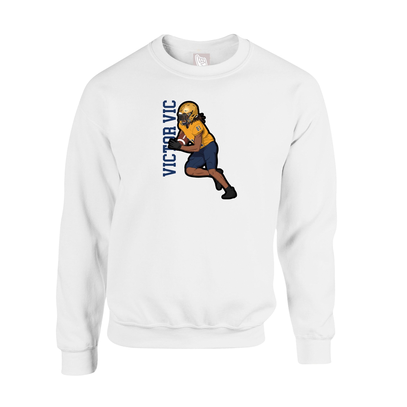 Fleece Crew — Name Vertical in White