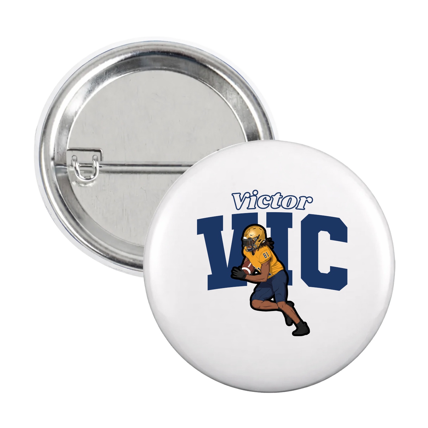 Game Day Button — Name Arch in White