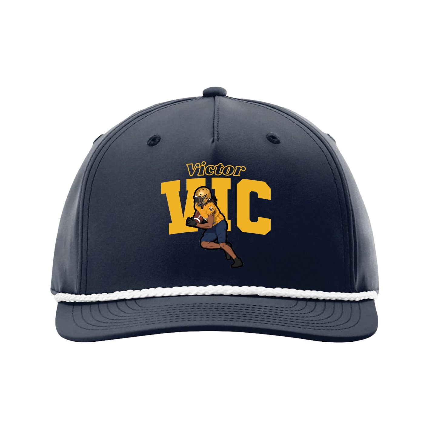 Five-Panel Classic Rope Cap — Name Arch in Navy