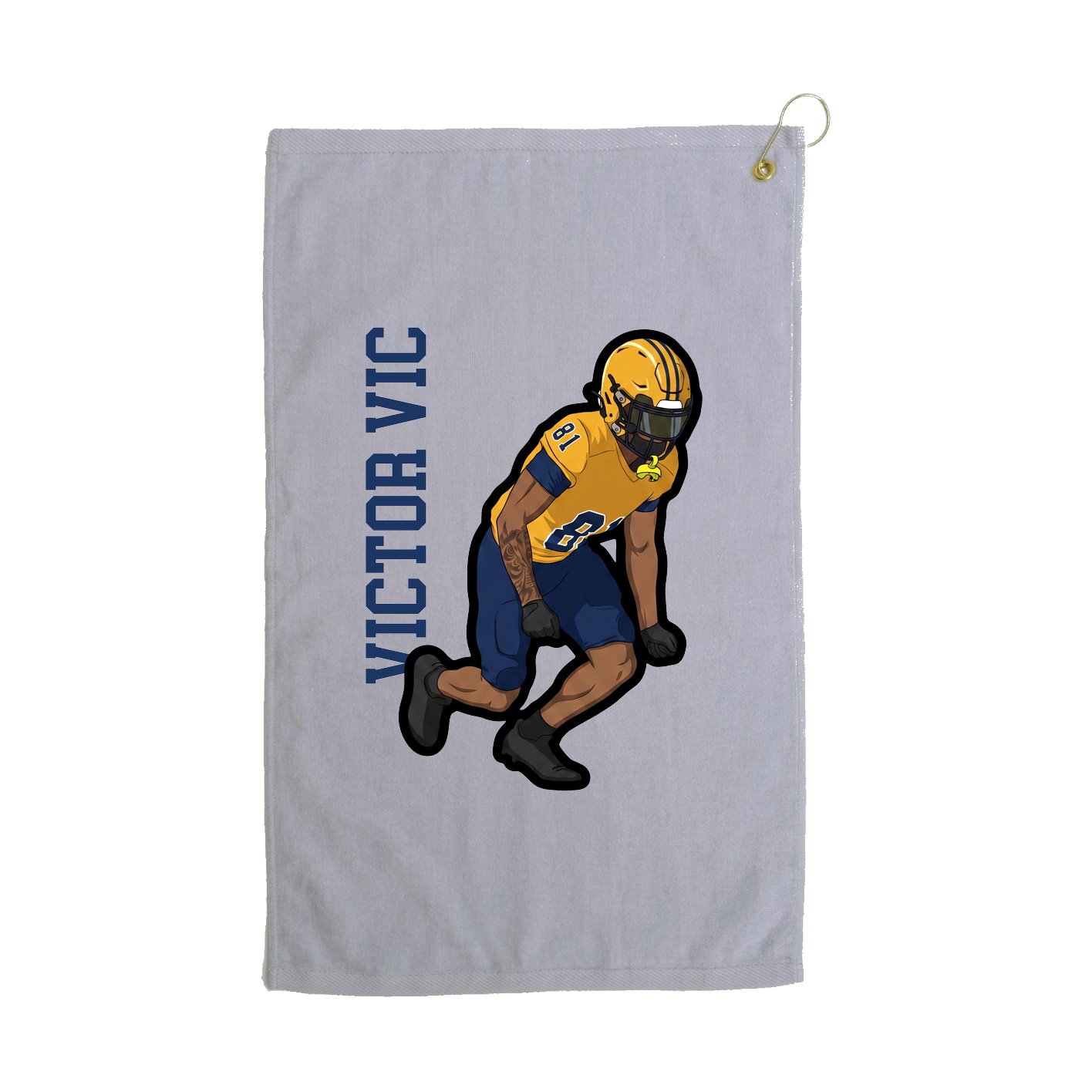 Golf Towel — Name Vertical in Grey