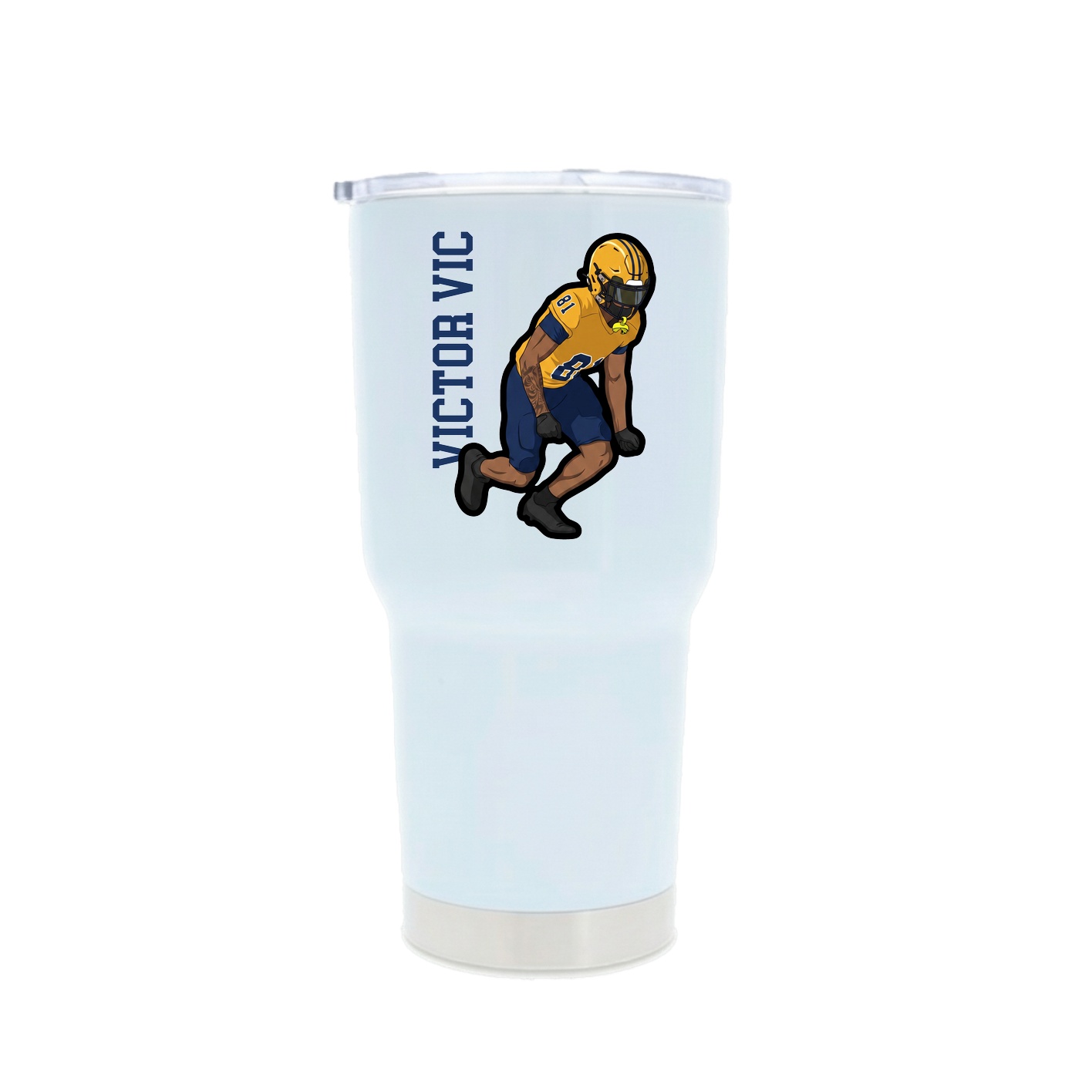 30oz Stainless Steel Tumbler — Name Vertical in White