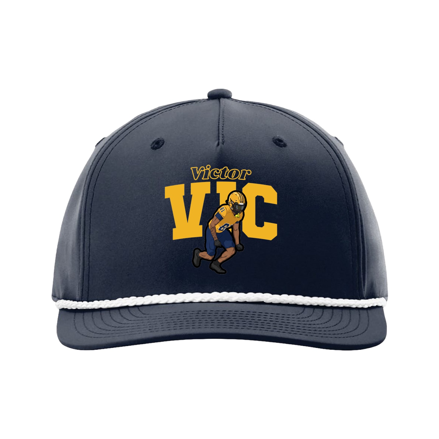 Five-Panel Classic Rope Cap — Name Arch in Navy
