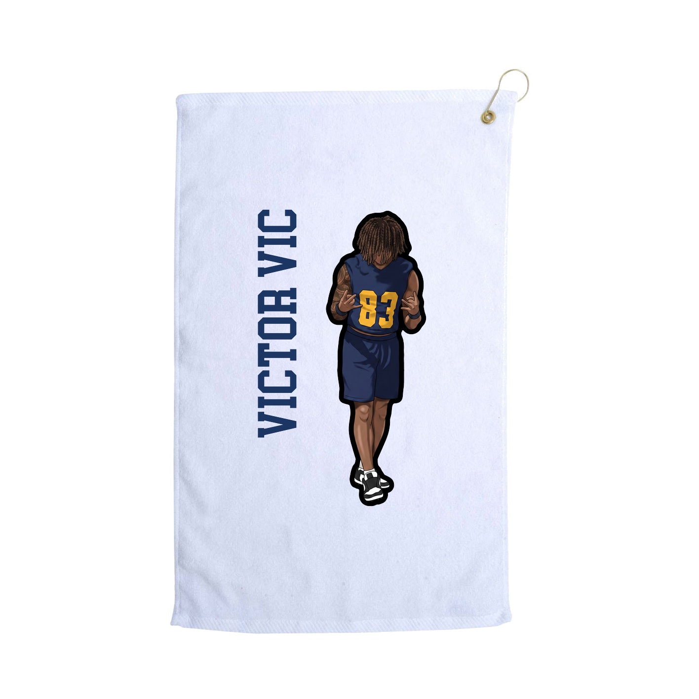 Golf Towel — Name Vertical in White