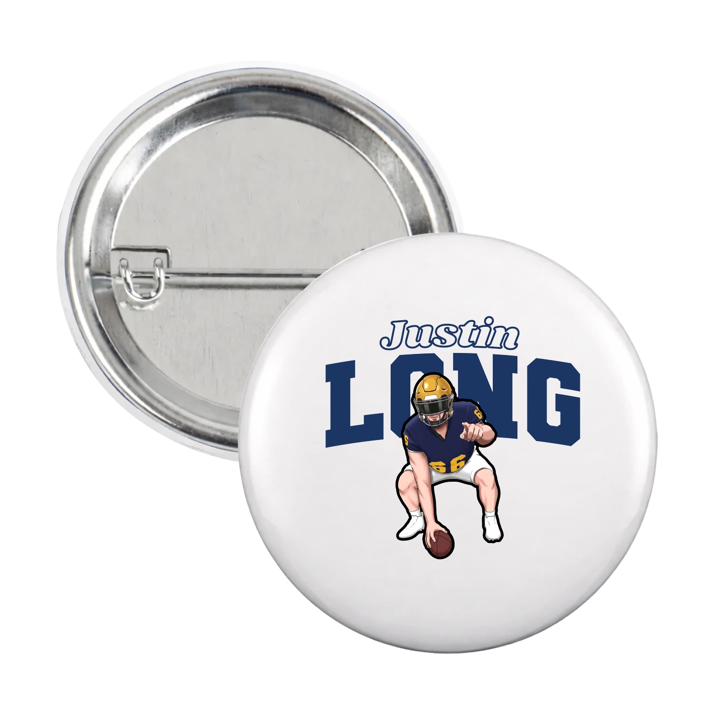 Game Day Button — Name Arch in White