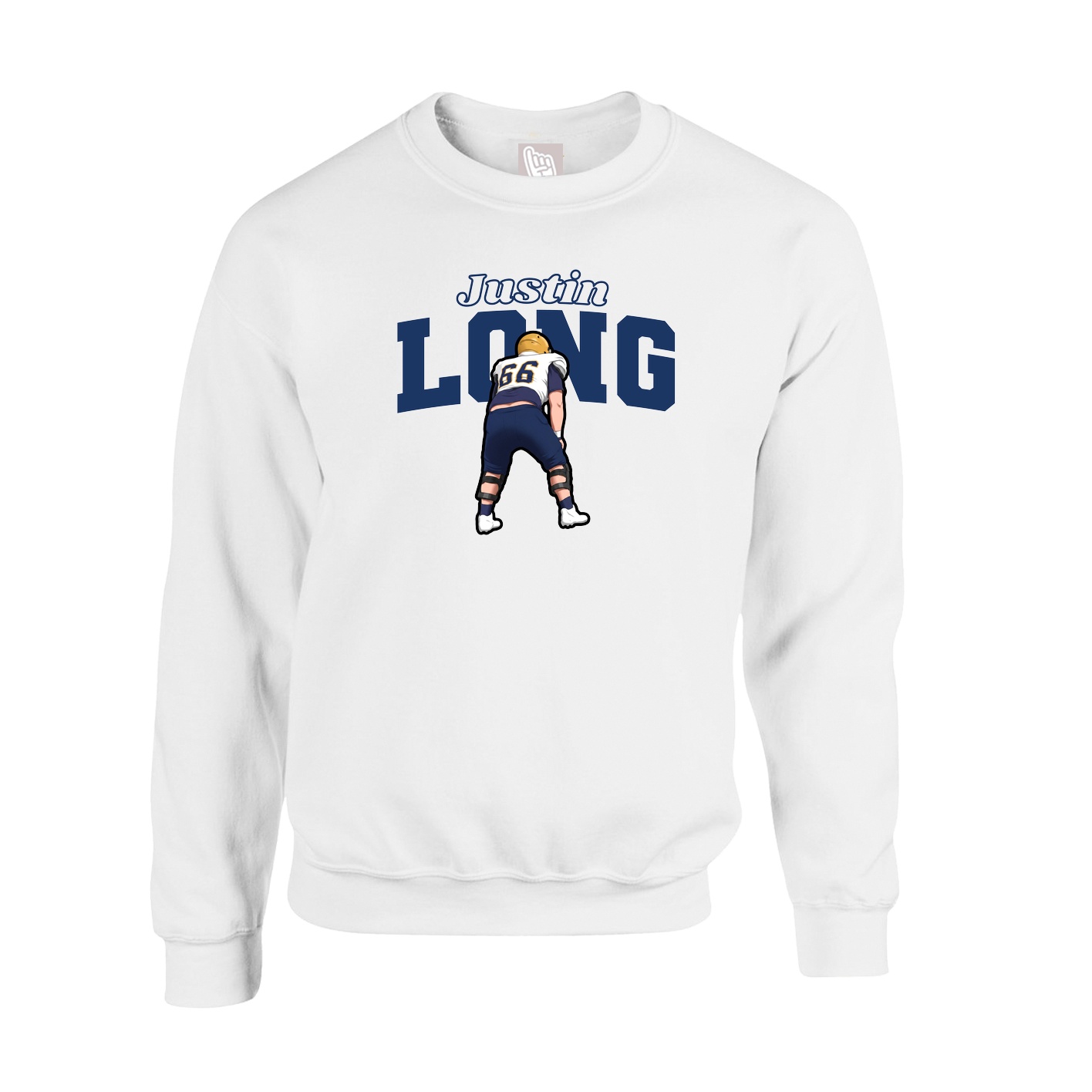 Fleece Crew — Name Arch in White