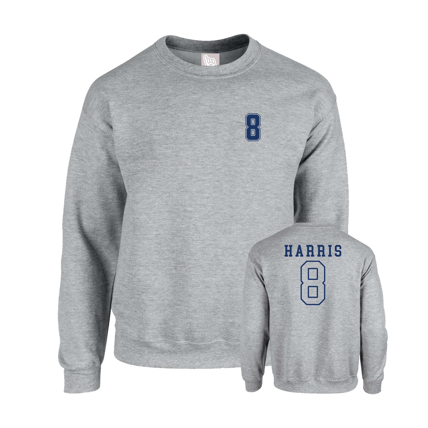 Fleece Crew — Chest Back in Grey