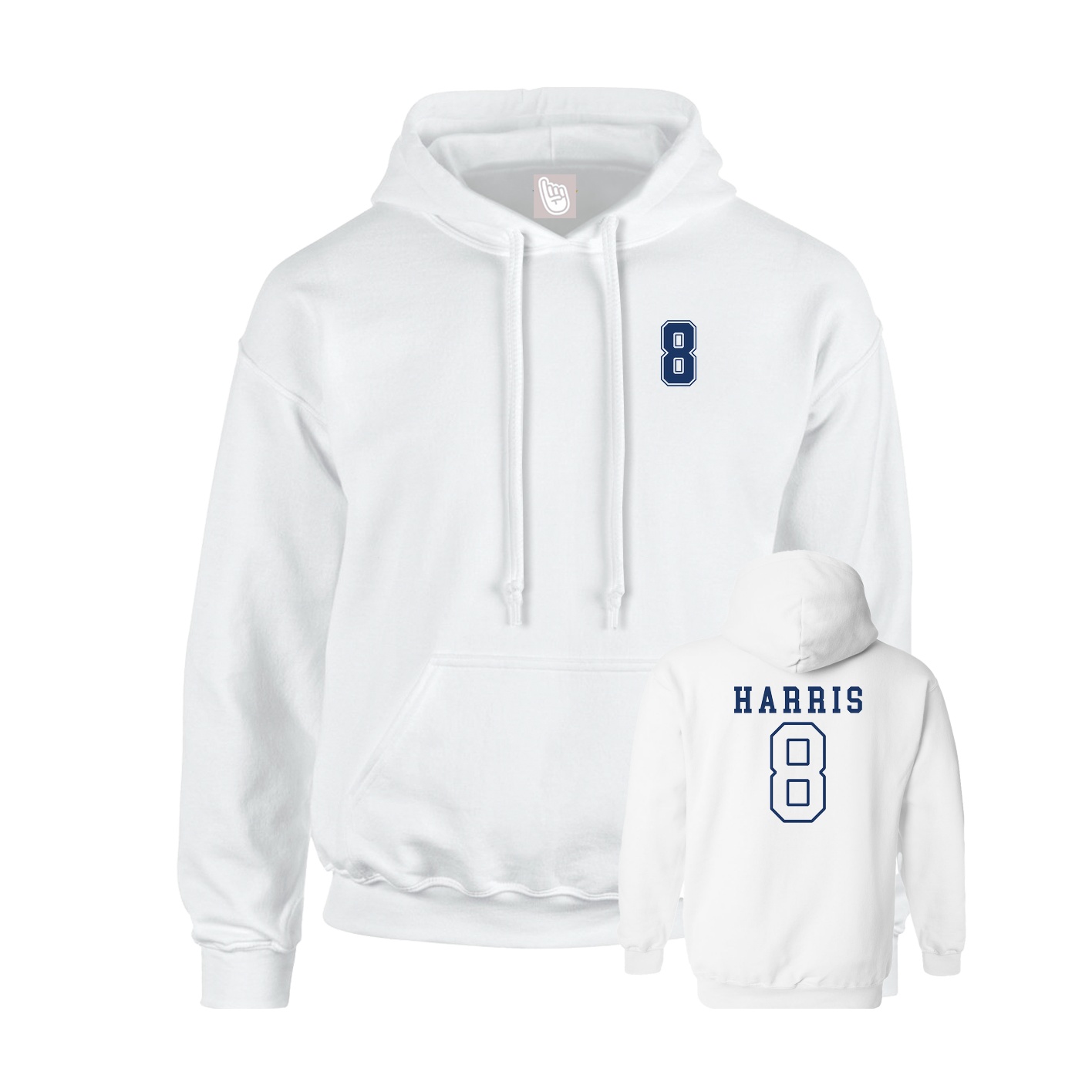 Youth Hoodie — Chest Back in White