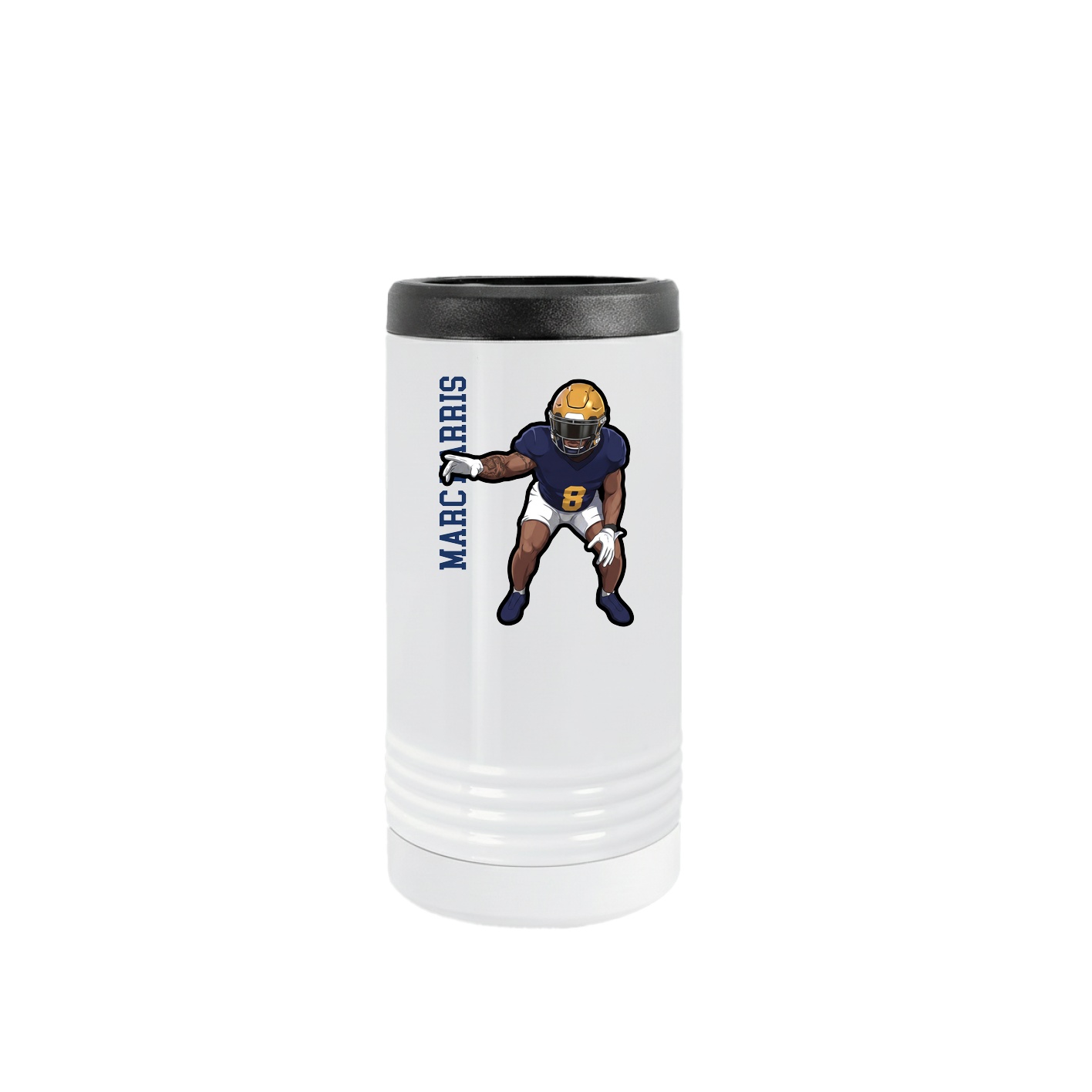 Slim Beverage Holder — Name Vertical in White