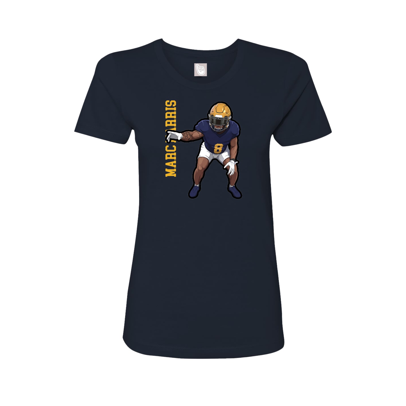 Fitted Women's Tee — Name Vertical in Navy