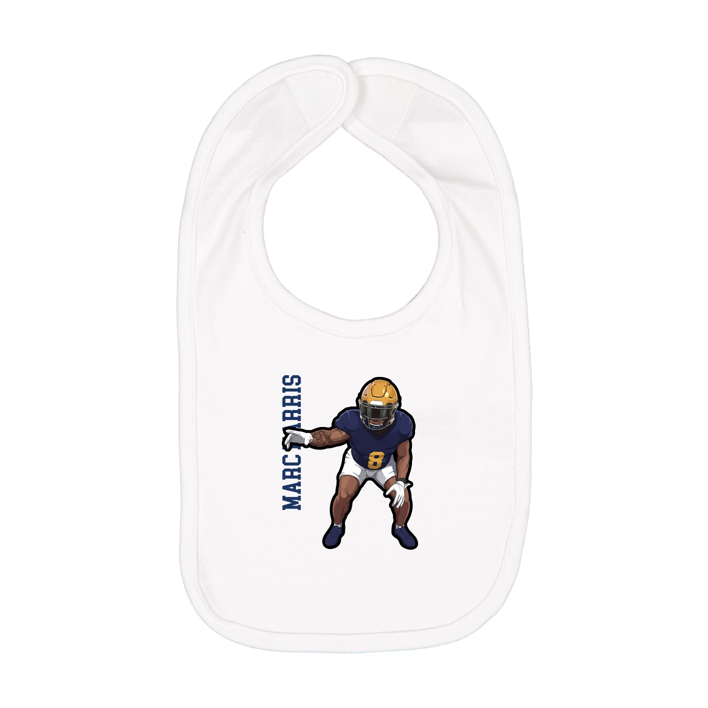 Infant Bib — Name Vertical in White