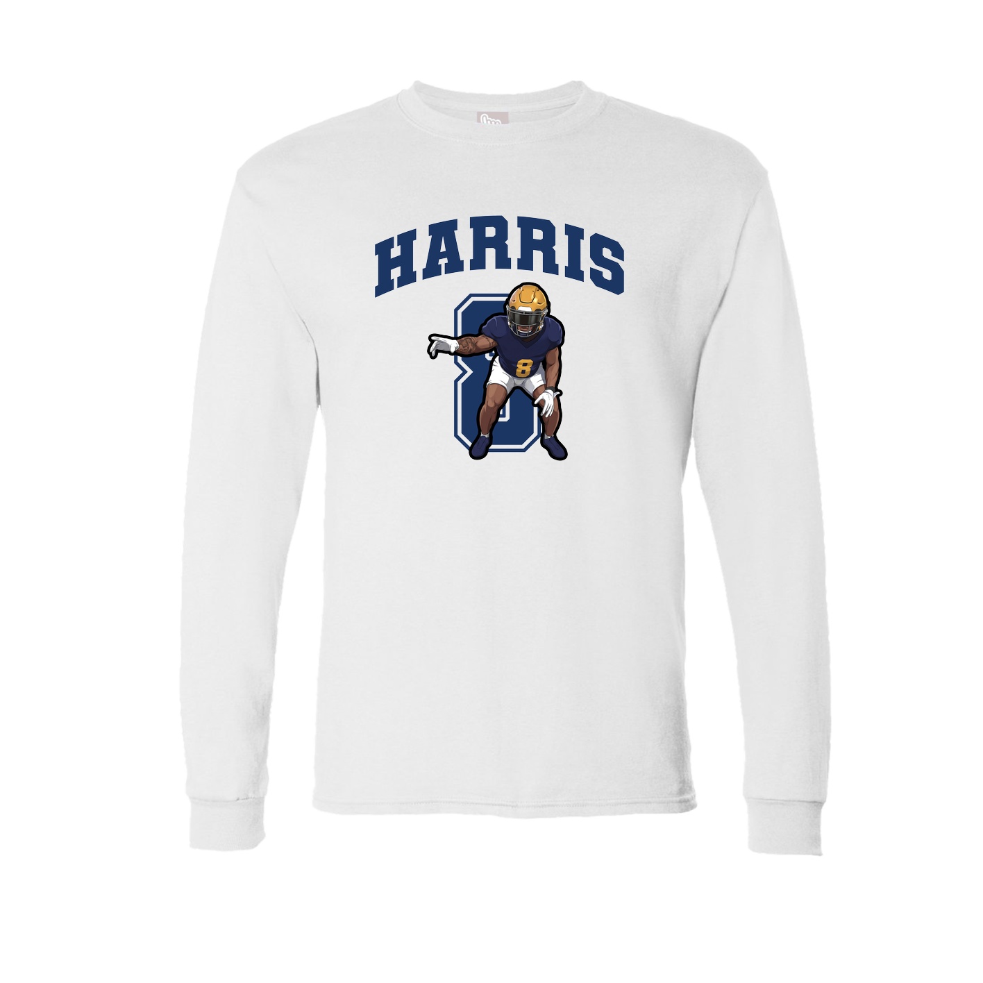 Long Sleeve Tee — Number in White
