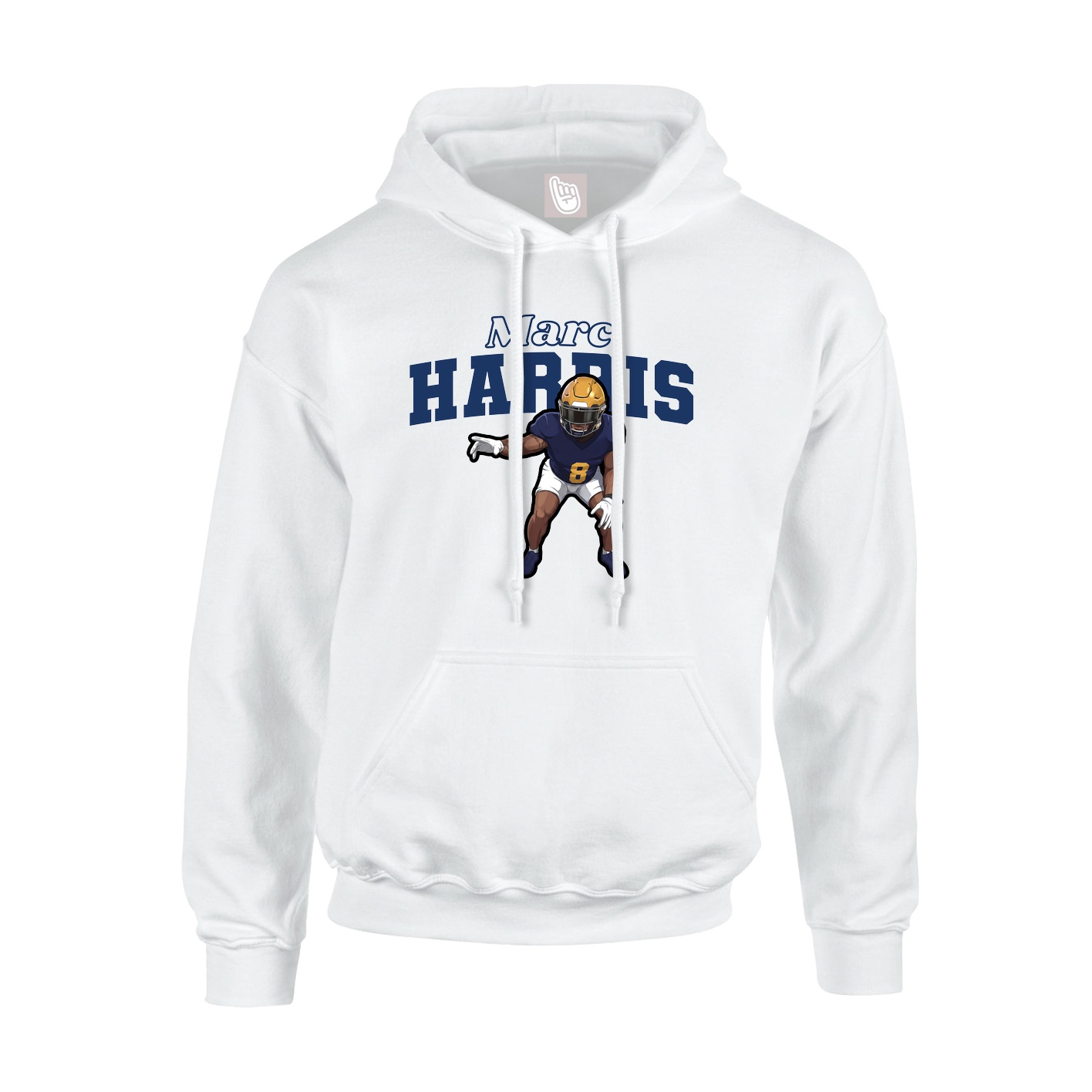 Youth Hoodie — Name Arch in White