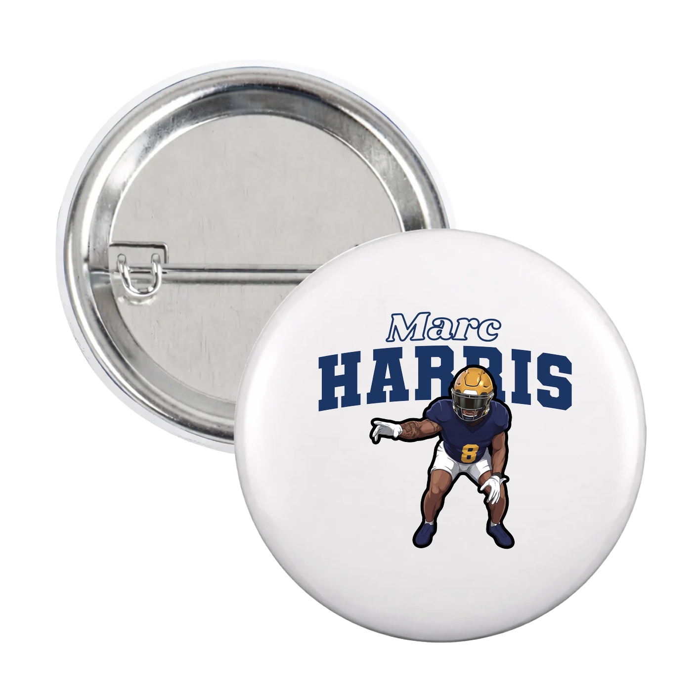Game Day Button — Name Arch in White