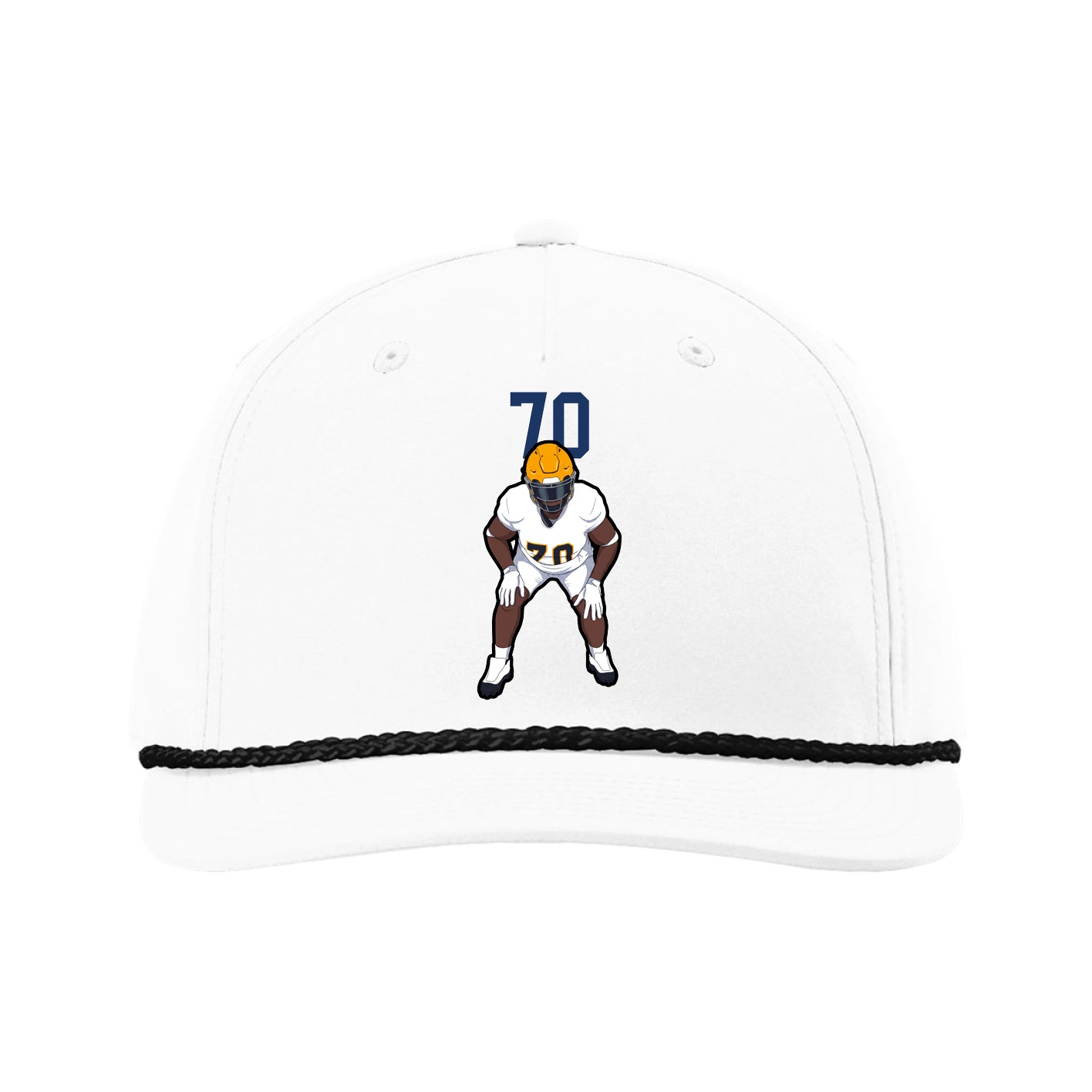 Five-Panel Classic Rope Cap — Number Top in White