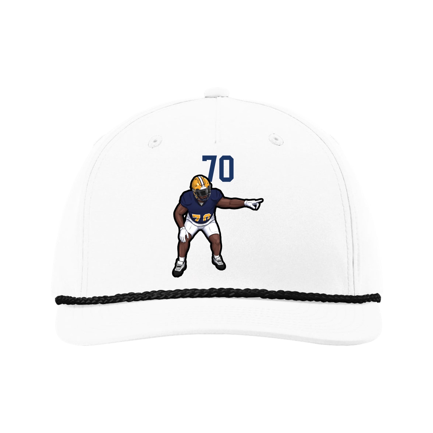Five-Panel Classic Rope Cap — Number Top in White