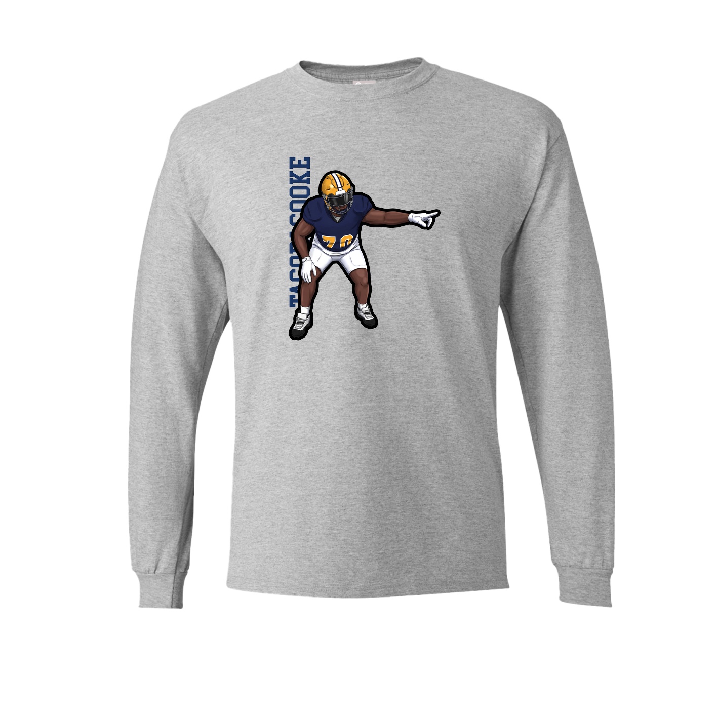 Long Sleeve Tee — Name Vertical in Grey
