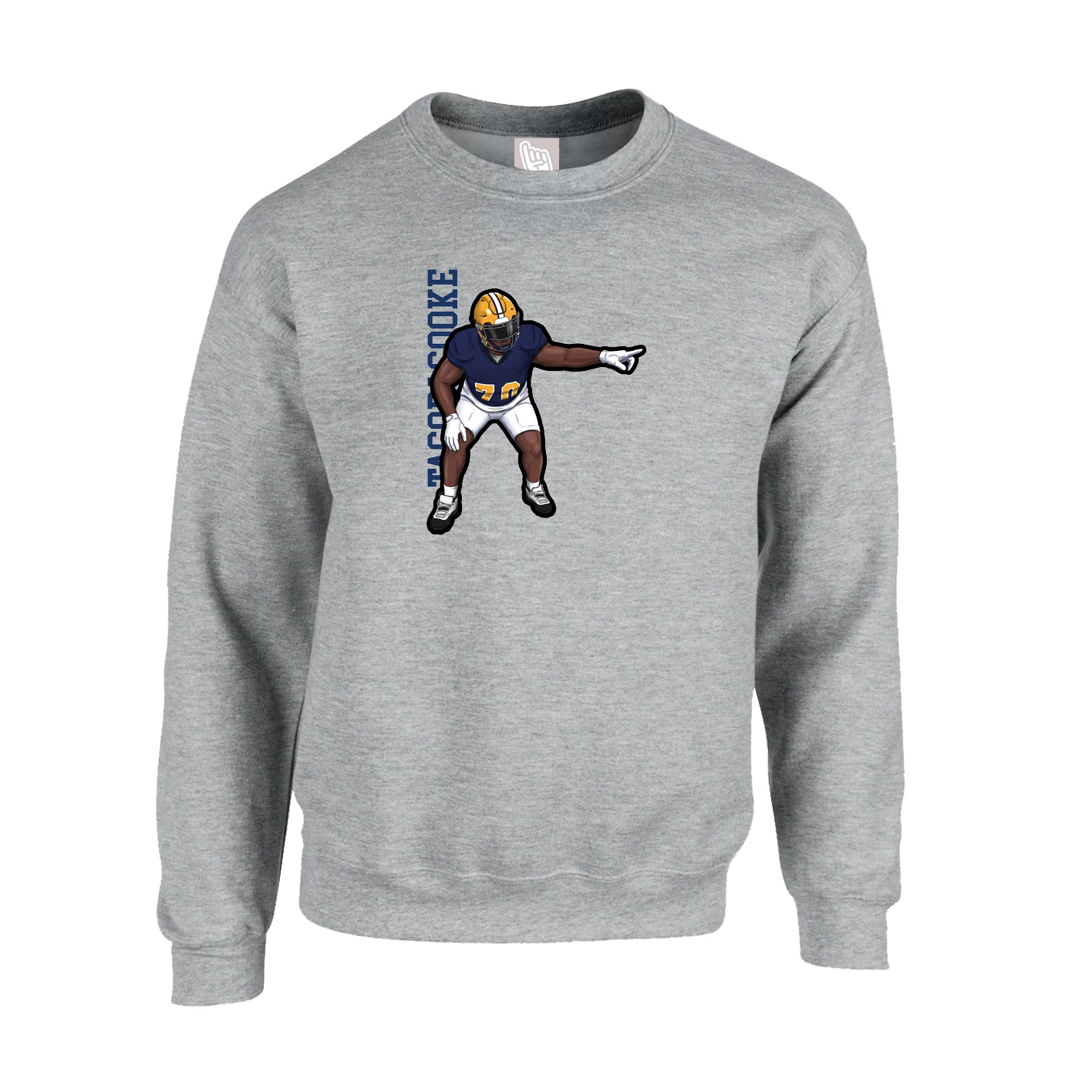 Fleece Crew — Name Vertical in Grey