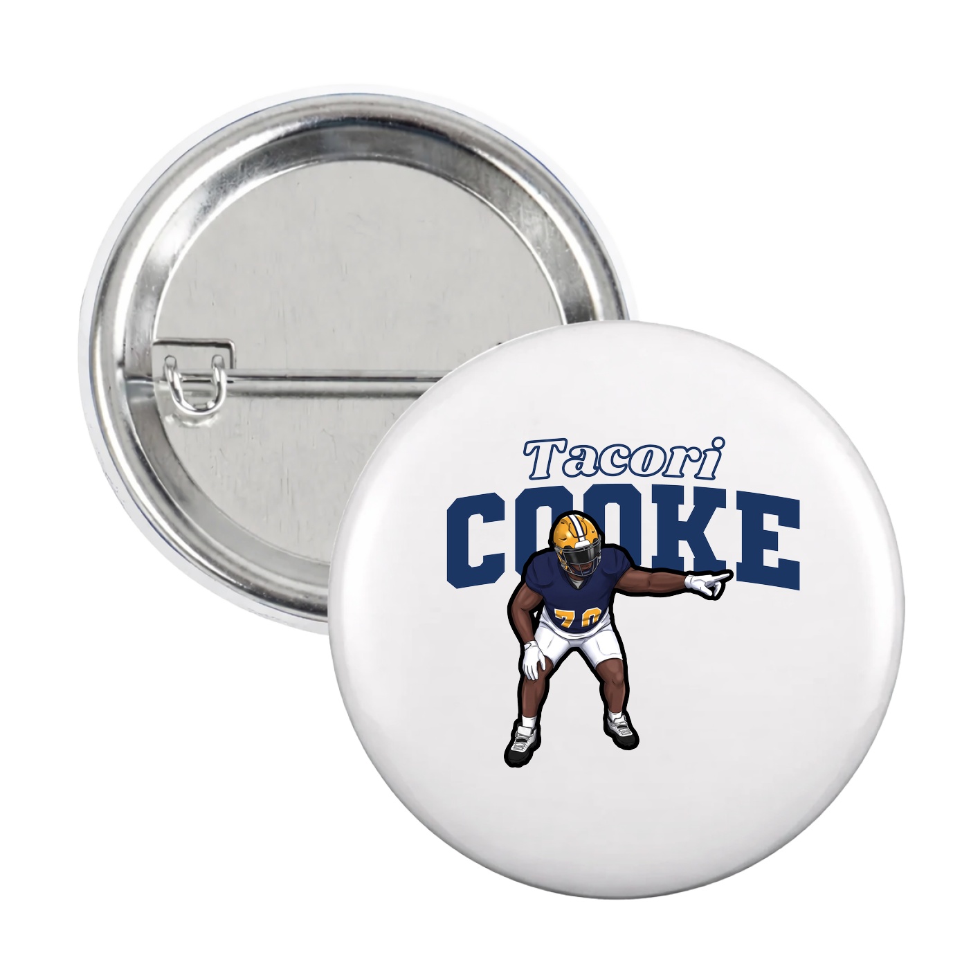 Game Day Button — Name Arch in White