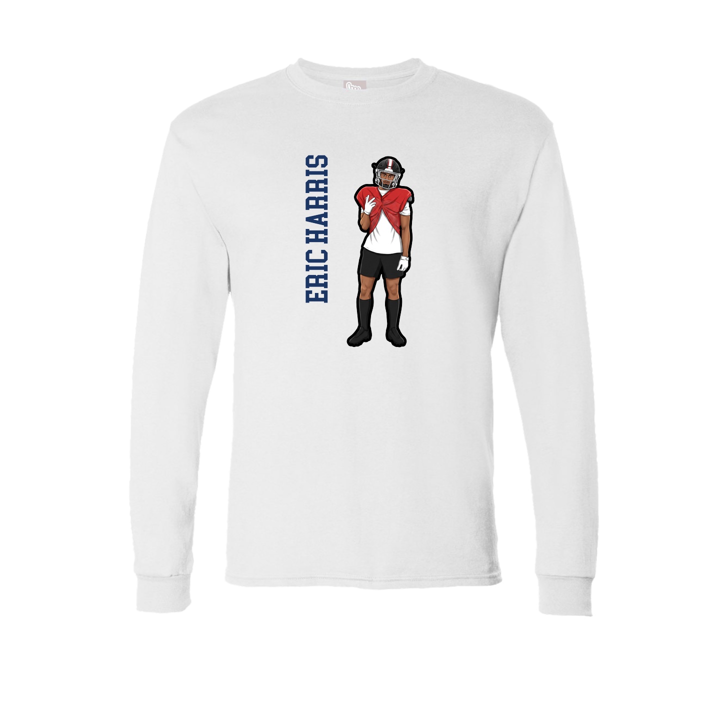 Long Sleeve Tee — Name Vertical in White