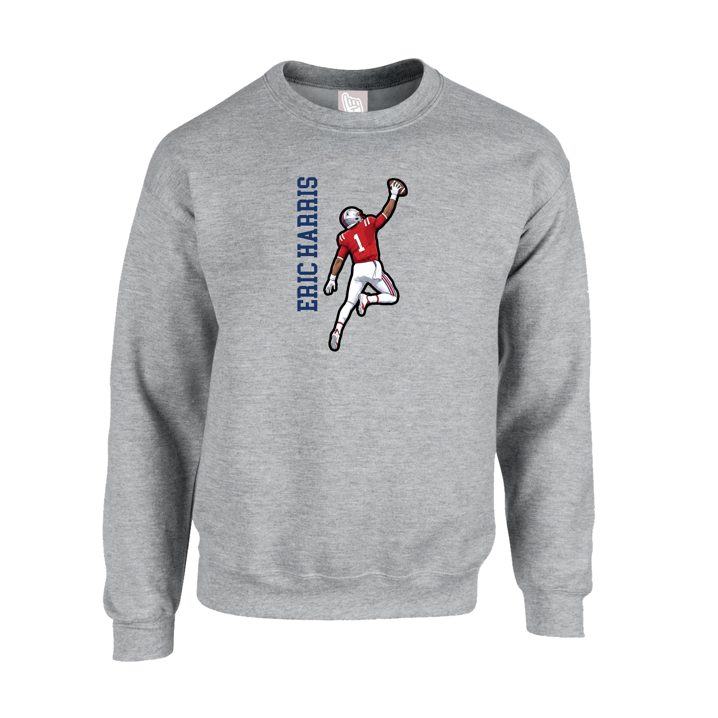 Fleece Crew — Name Vertical in Grey