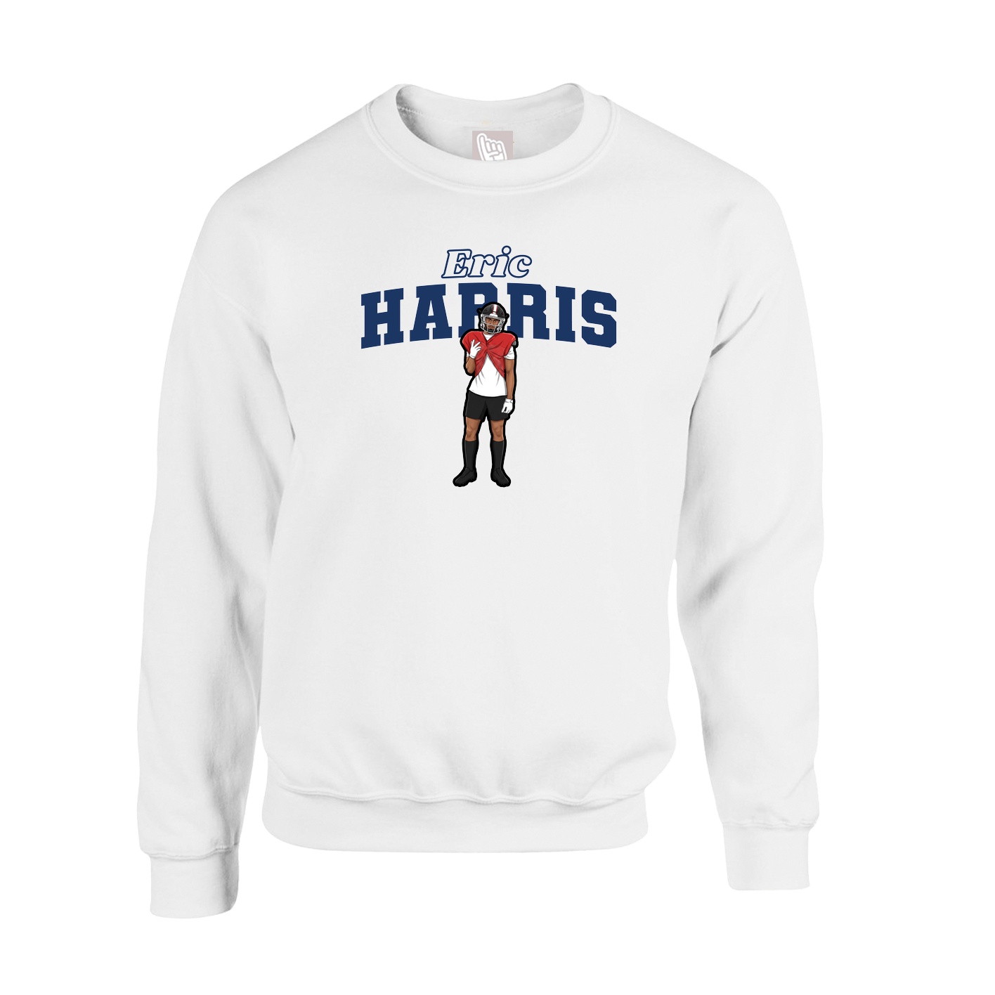 Fleece Crew — Name Arch in White