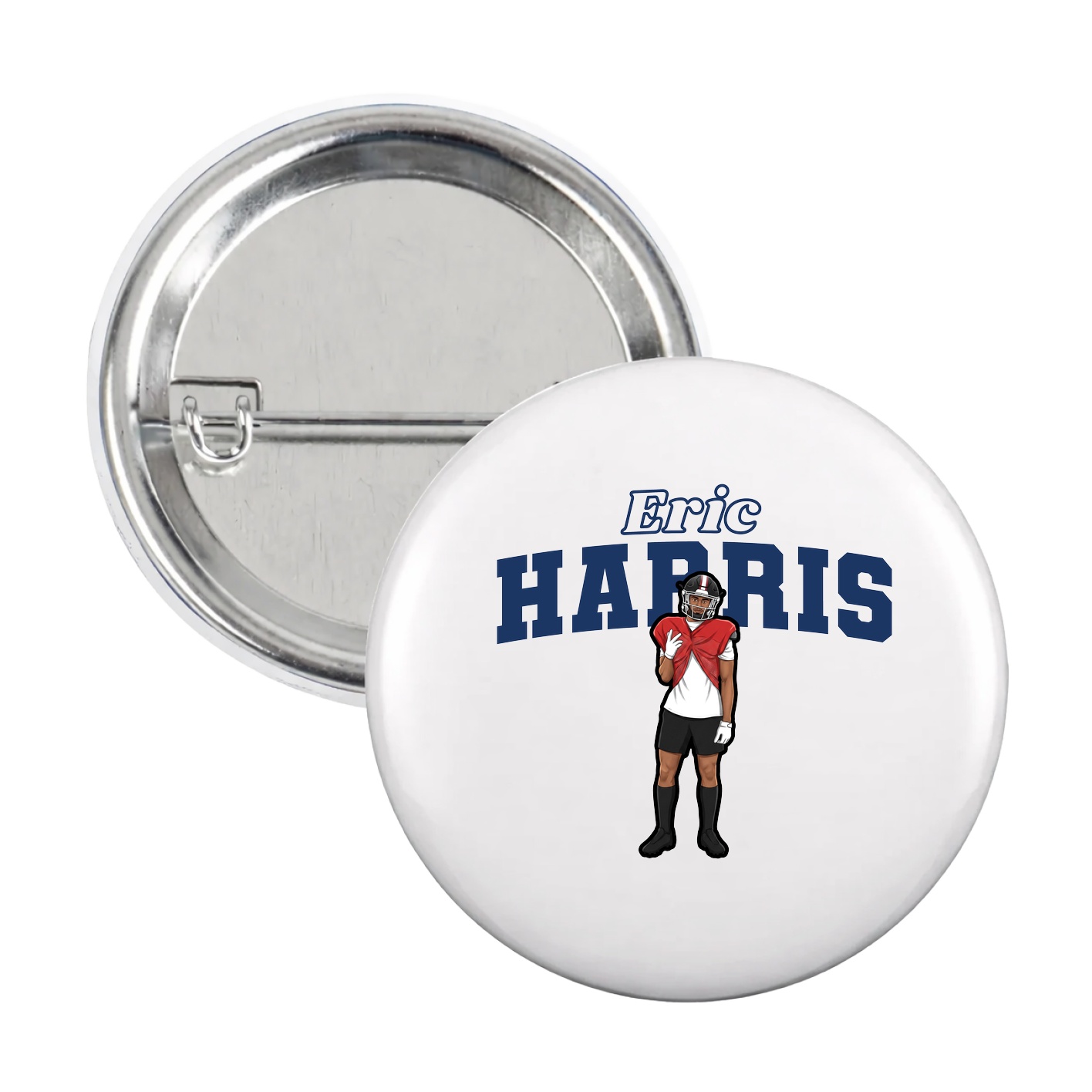 Game Day Button — Name Arch in White