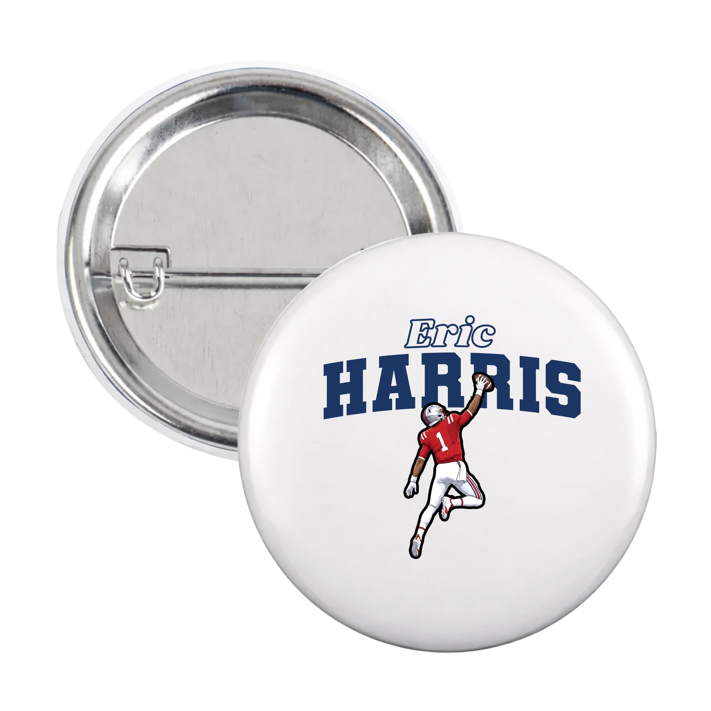 Game Day Button — Name Arch in White