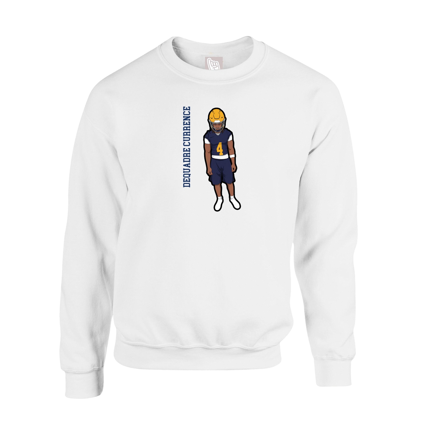 Fleece Crew — Name Vertical in White
