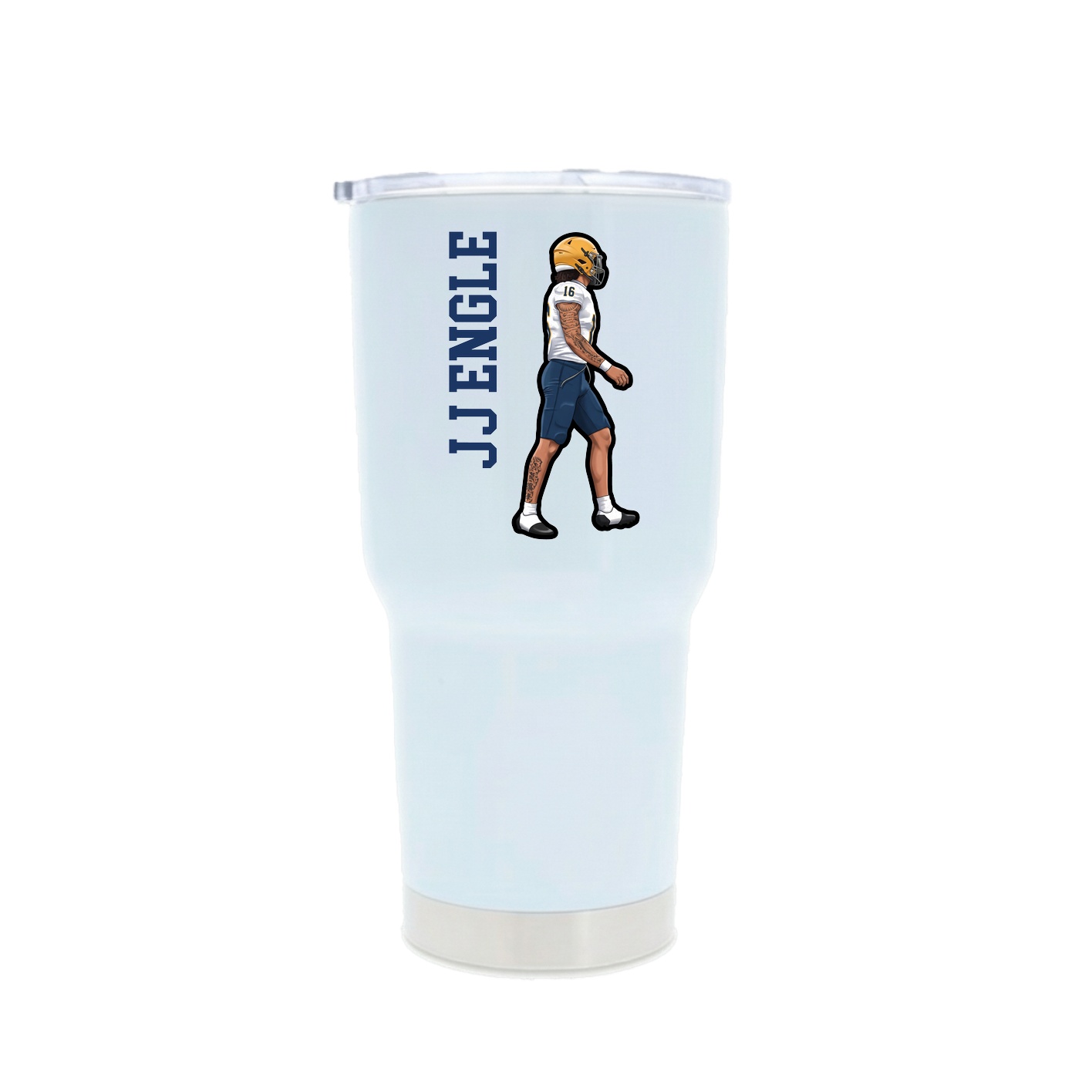 30oz Stainless Steel Tumbler — Name Vertical in White