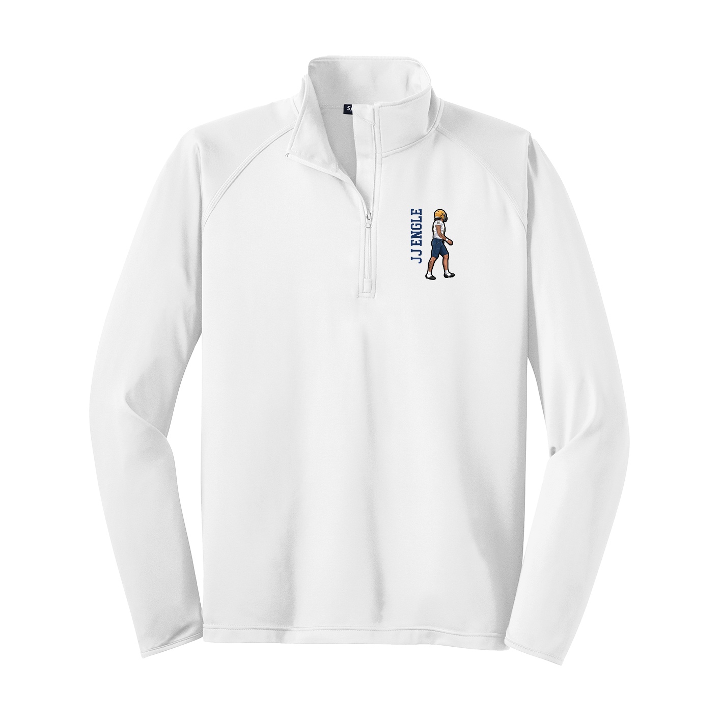 Q-Zip Pullover — Name Vertical in White