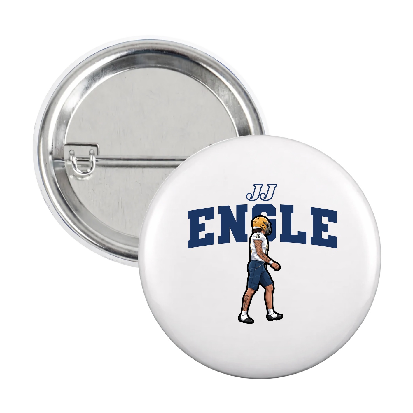 Game Day Button — Name Arch in White