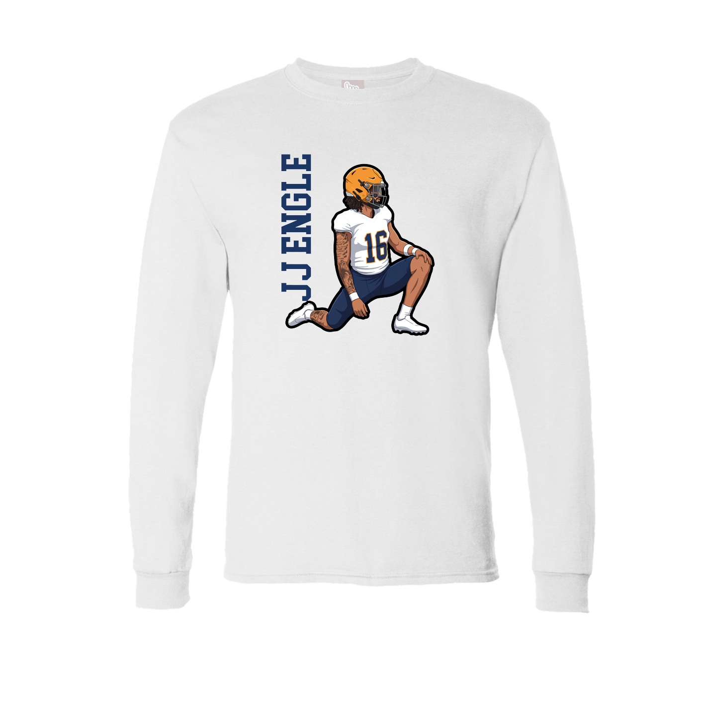 Long Sleeve Tee — Name Vertical in White