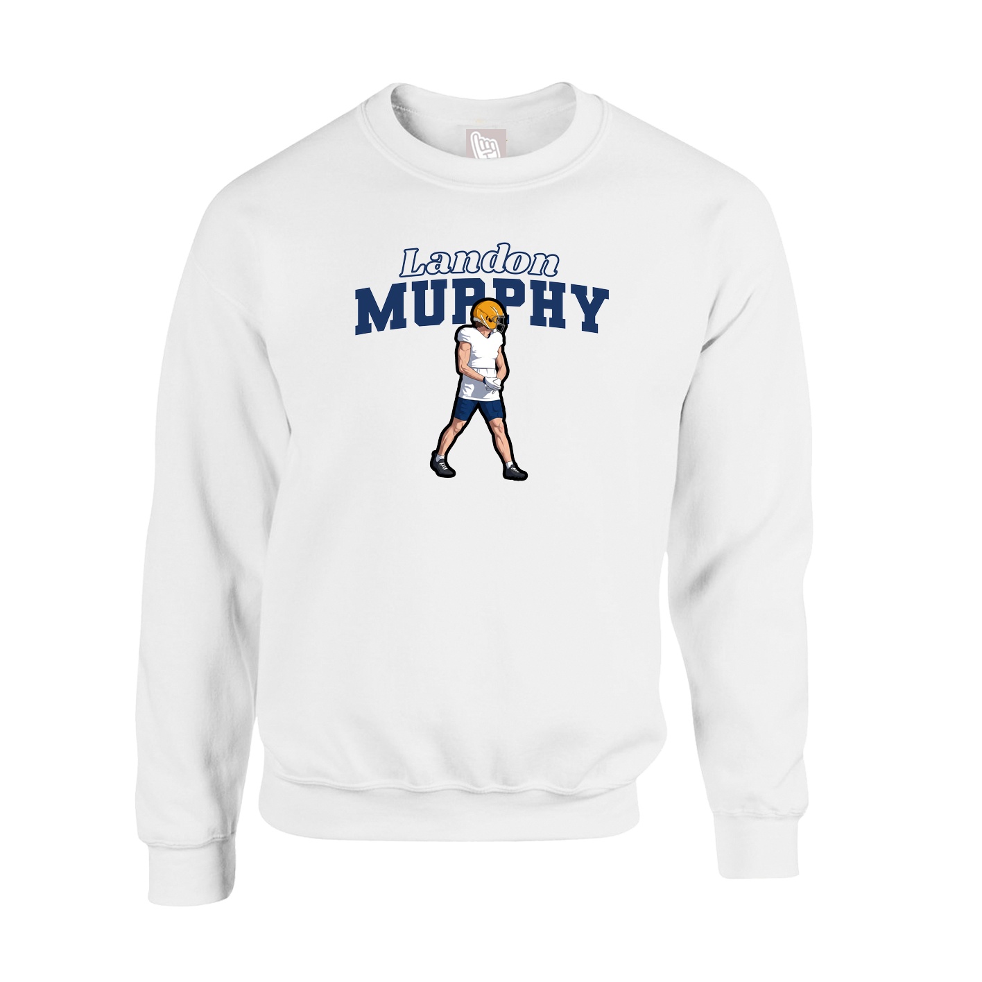 Fleece Crew — Name Arch in White