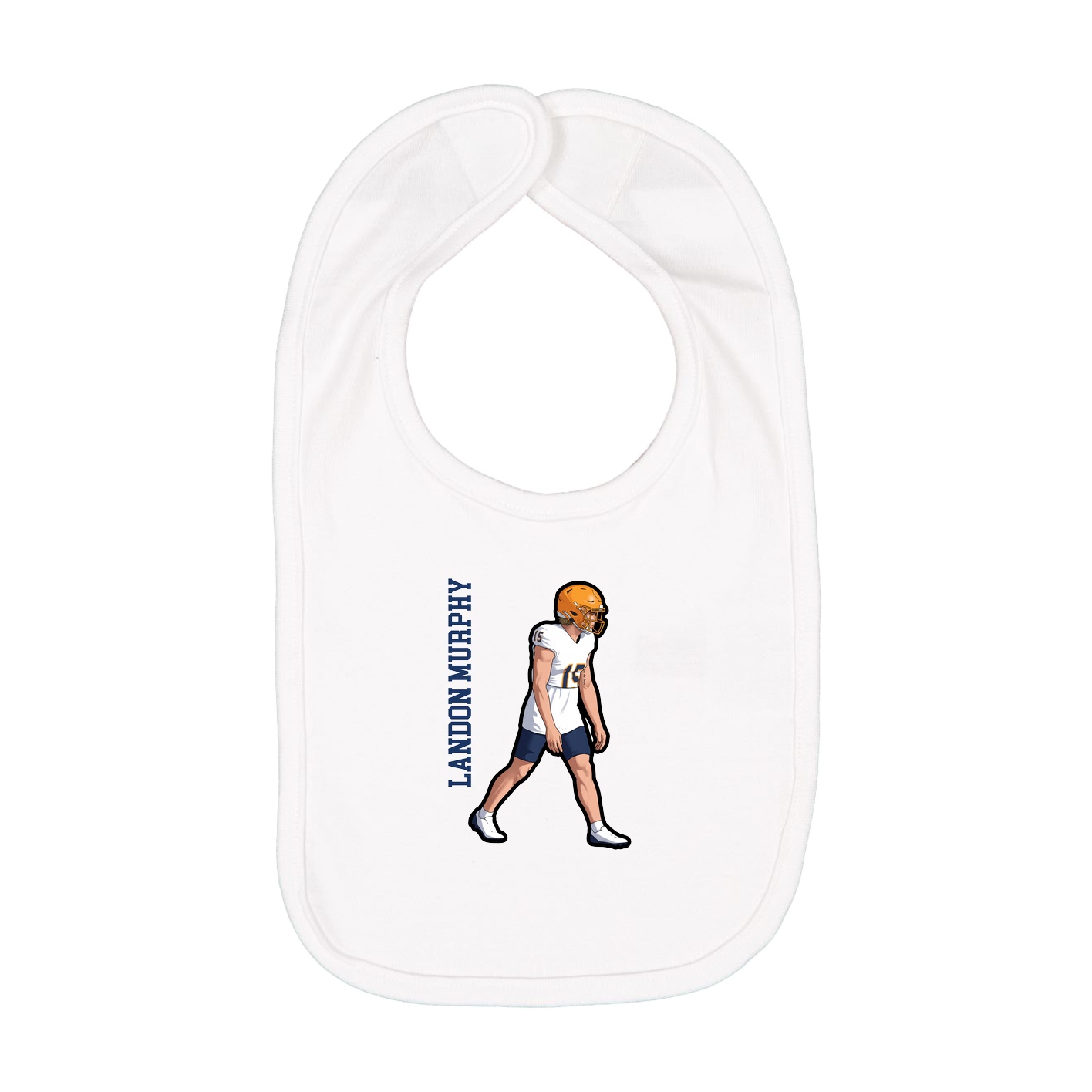 Infant Bib — Name Vertical in White