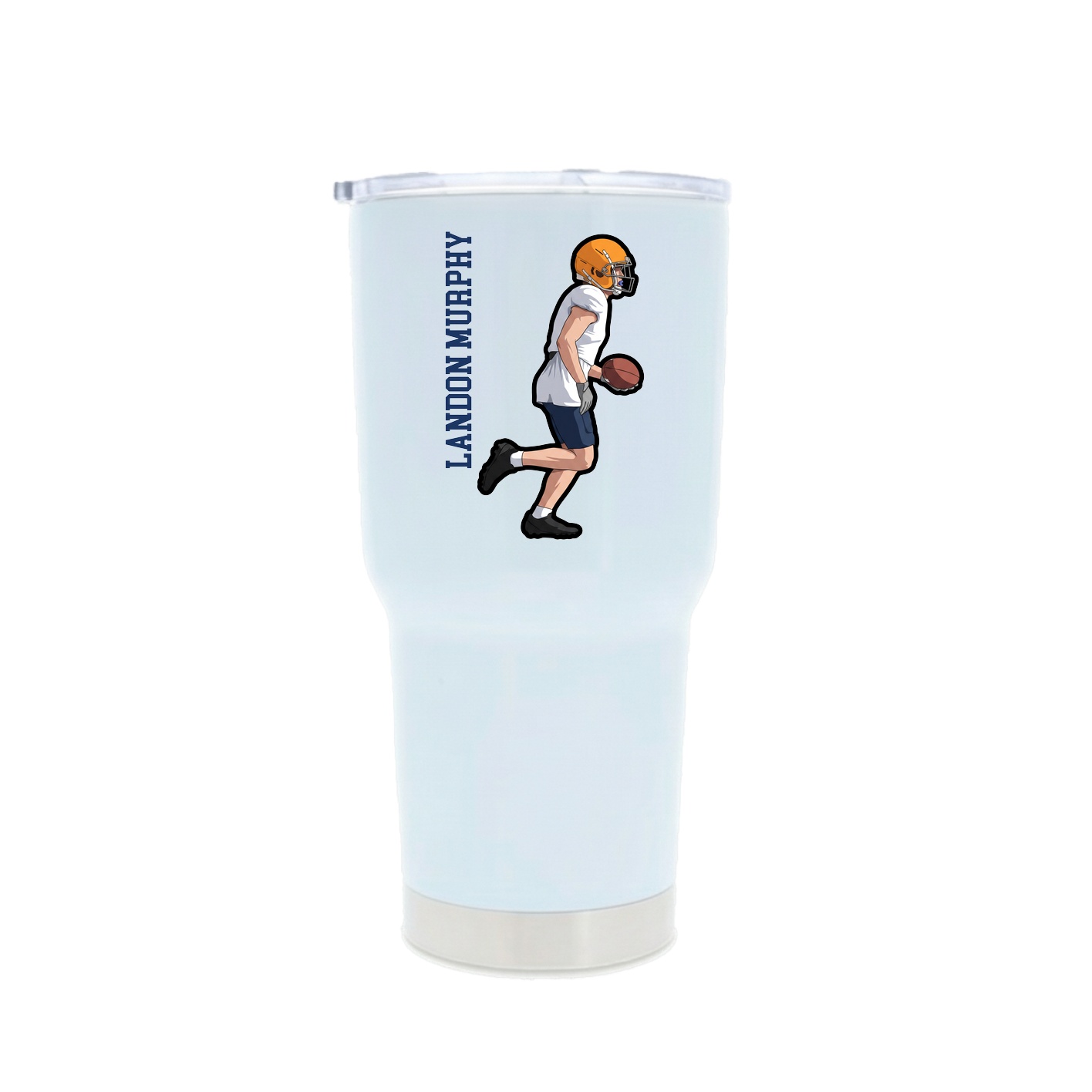 30oz Stainless Steel Tumbler — Name Vertical in White